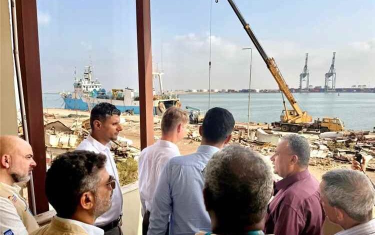 وفد ألماني رفيع يطّلع على سير تنفيذ مشاريع تطوير البنية التحتية السمكية والمختبر المركزي للجودة بعدن