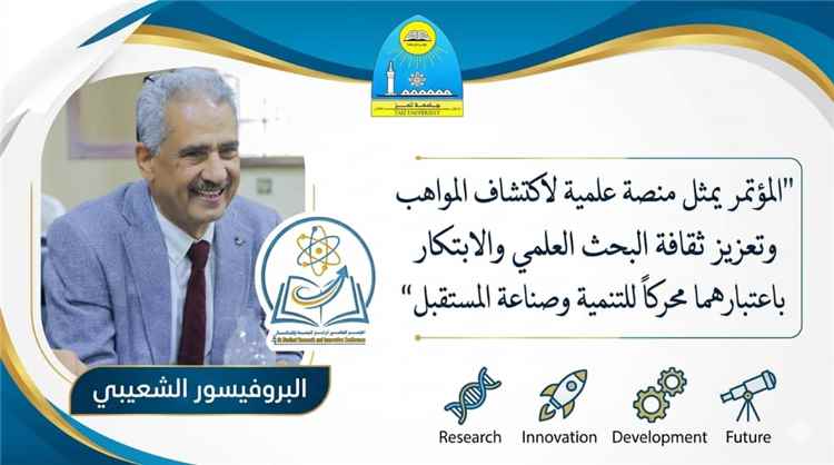البروفيسور الشعيبي: المؤتمر الطلابي الرابع للبحث والابتكار يمثل منصة علمية لاكتشاف المواهب وتعزيز ثقافة البحث العلمي والابتكار باعتبارهما محركاً للتنمية وصناعة المستقبل