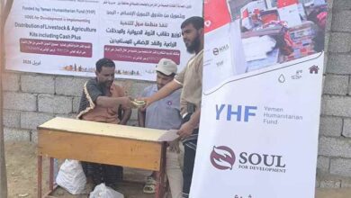 توزيع حقائب ومدخلات زراعية ومساعدات نقدية إضافية للمستفيدين في خنفر بأبين