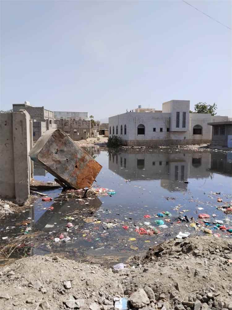 شكاوى من طفح مياه الصرف الصحي في مدينة الحصن بأبين وسط مطالبات بسرعة التدخل