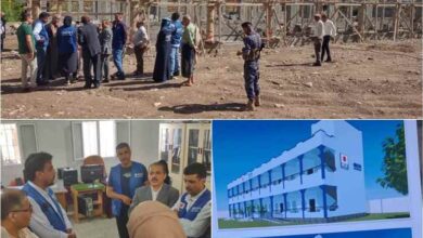 فريق منظمة للهجرة الدولية (IOM) يتفقد مشروع إعادة تأهيل المعهد التقني الصناعي الحصب بدعم من الحكومة اليابانية