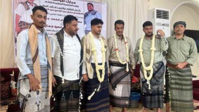 قيادة قوات الأمن الوطني بعدن تشارك في حفل زفاف المهندس المقدم محمد جمال والملازم أول عمرو جمال