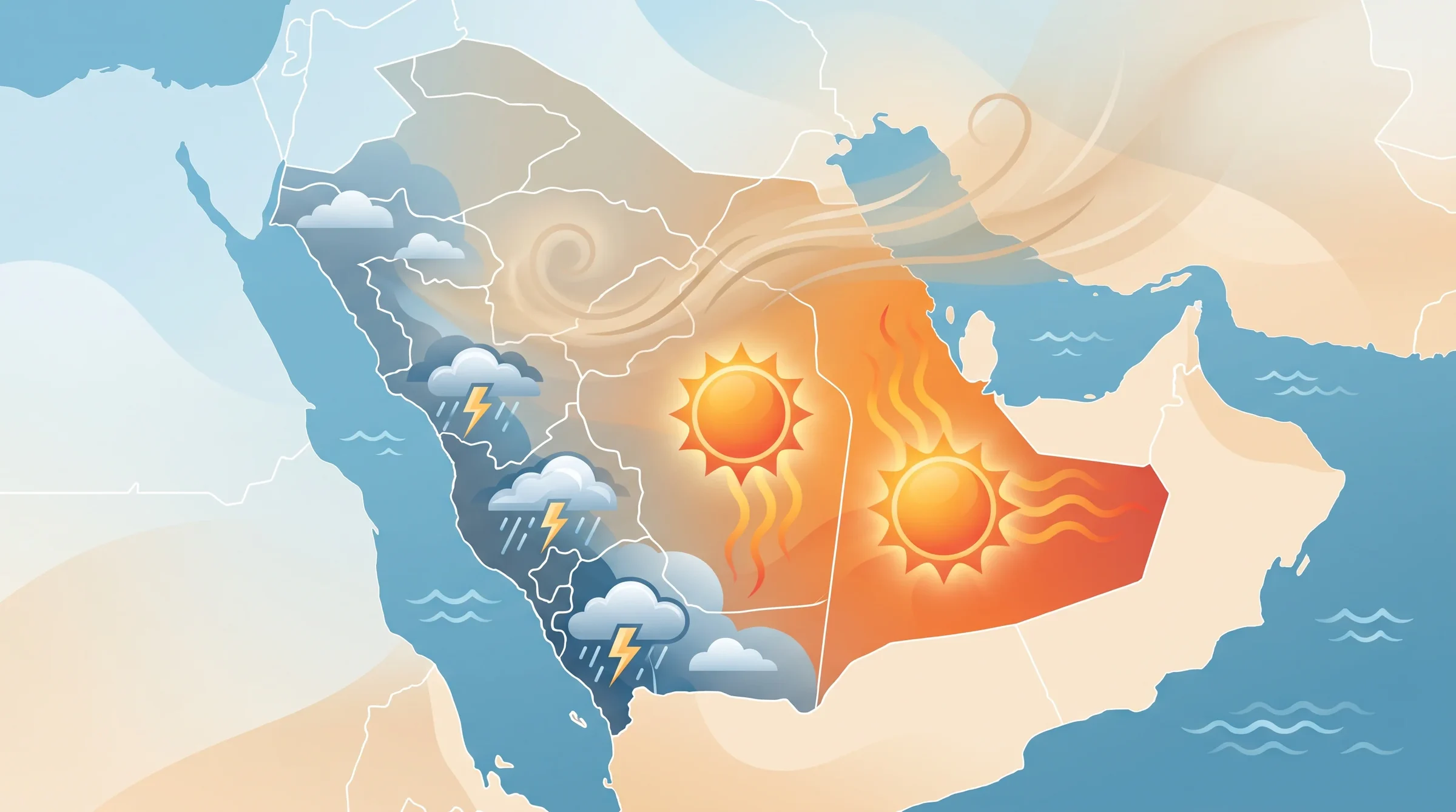 أمطار غزيرة وسيول على جازان وعسير.. وحرارة مرتفعة بالشرقية