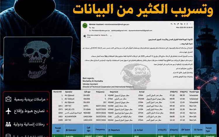 اختراق لأنظمة طيران الحوثيين.. تسريب وثائق حساسة يكشف بيانات تشغيلية ورحلات مرتبطة بـ”ماهان إير” الإيرانية