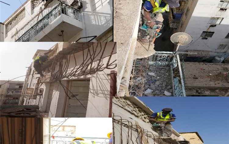 استجابة سريعة لإزالة الخطر من عمارة مسعد بالمسرح الوطني في التواهي