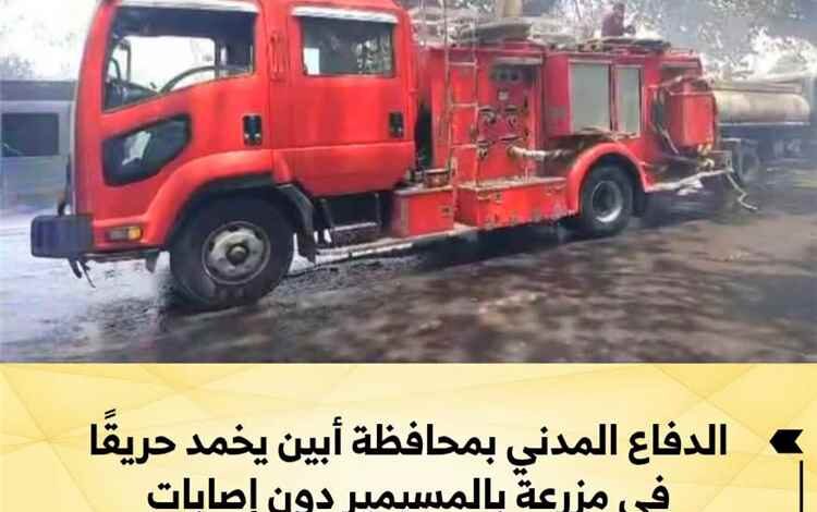 الدفاع المدني بمحافظة أبين يخمد حريقًا في مزرعة بالمسيمير دون إصابات
