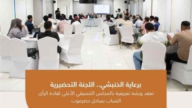 اللجنة التحضيرية تعقد ورشة تعريفية بالمجلس التنسيقي الأعلى لقادة الرأي الشباب بساحل حضرموت