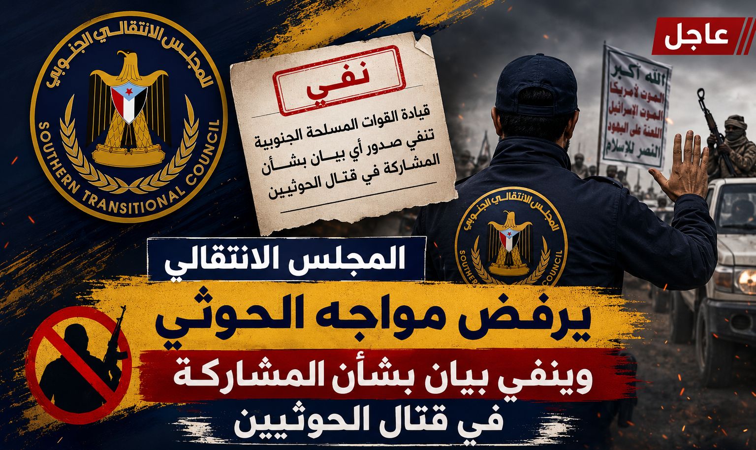 المجلس الانتقالي يرفض مواجه الحوثي وينفي بيان بشأن المشاركة في قتال الحوثيين.