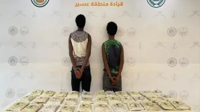 حرس الحدود بعسير يقبض على مخالفَين إثيوبيَّين لتهريب 46 كيلوجرامًا من الحشيش