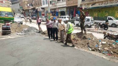 مدير عام الأشغال ومدير عام مديرية المظفر يتفقدان سير الأعمال في شارع العواضي