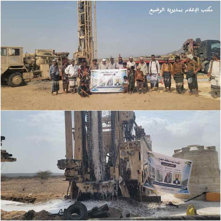 مدير عام الوضيع يدشن مشروع بئر مياه منطقة جحرة ويعلن نجاح أعمال الحفر