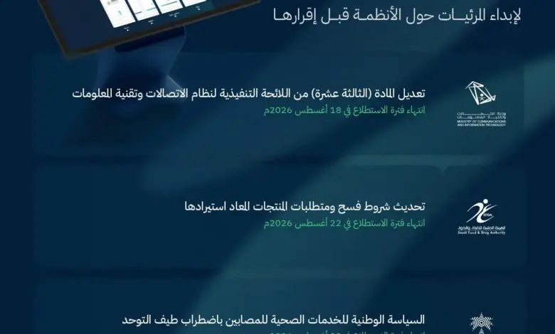 منصة "استطلاع" تطرح 49 مشروعاً اقتصادياً وتنموياً للتشاور مع 19 جهة حكومية