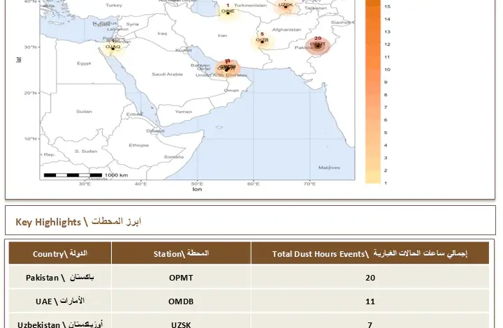 54 ساعة من الحالات الغبارية في الإقليم.. باكستان والإمارات تتصدران