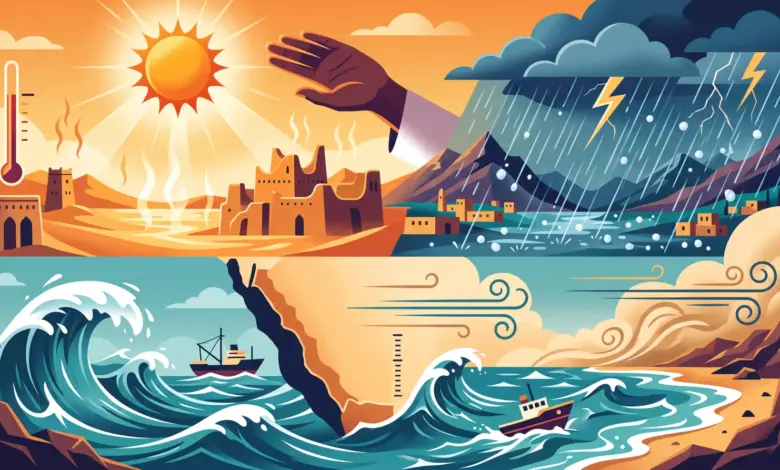 "الأرصاد" يحذر: حرارة تبلغ 47 درجة وأمطار رعدية وأمواج تتجاوز مترين بعدة مناطق
