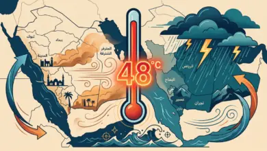 "الأرصاد" يحذر من رياح وأتربة وحرارة تبلغ 48 درجة في عدة مناطق