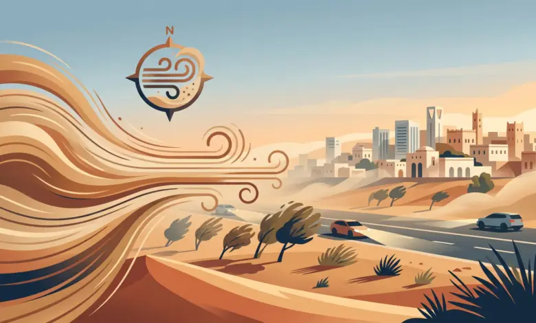 "الأرصاد" يُنبّه من رياح نشطة وأتربة مثارة على منطقة الحدود الشمالية