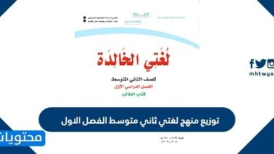 توزيع منهج لغتي ثاني متوسط الفصل الاول 1448