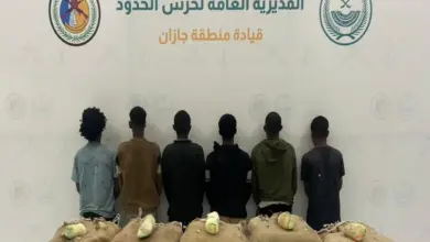 حرس الحدود بجازان يقبض على 6 مخالفين ويضبط 100 كجم من القات