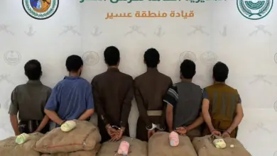 حرس الحدود بعسير يقبض على 6 مخالفين لتهريبهم 120 كيلوجرامًا من القات المخدر