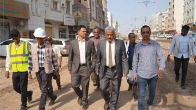 رئيس صندوق صيانة الطرق يتفقد مشروع خط التقنية–إنماء بعدن