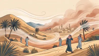 رياح نشطة وأتربة مثارة على محافظة الجموم بسرعة حتى 49 كم/ساعة