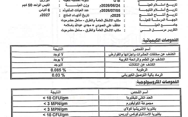 شركة سكر UB تنفي مزاعم احتواء منتجها على معادن سامة وتستنكر الحملة المنظمة لاستهداف سمعة المنتج