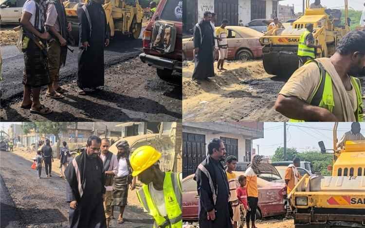 مدير عام خنفر "اليوسفي" يتابع أعمال سفلتة طريق جعار – الحصن – باتيس