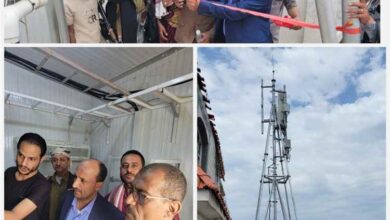 مدير عام قعطبة عبدالوهاب سنان يفتتح محطة الاتصالات "4G" لتغطية 70% من المديرية