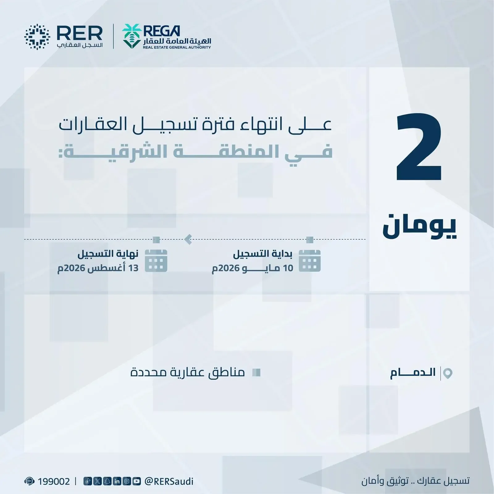 هيئة العقار: انتهاء مهلة التسجيل العيني لـ204 قطع عقارية في مكة والشرقية الخميس المقبل