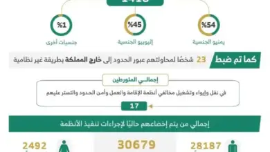 وزارة الداخلية تضبط أكثر من 14 ألف مخالف لأنظمة الإقامة والعمل وأمن الحدود خلال أسبوع