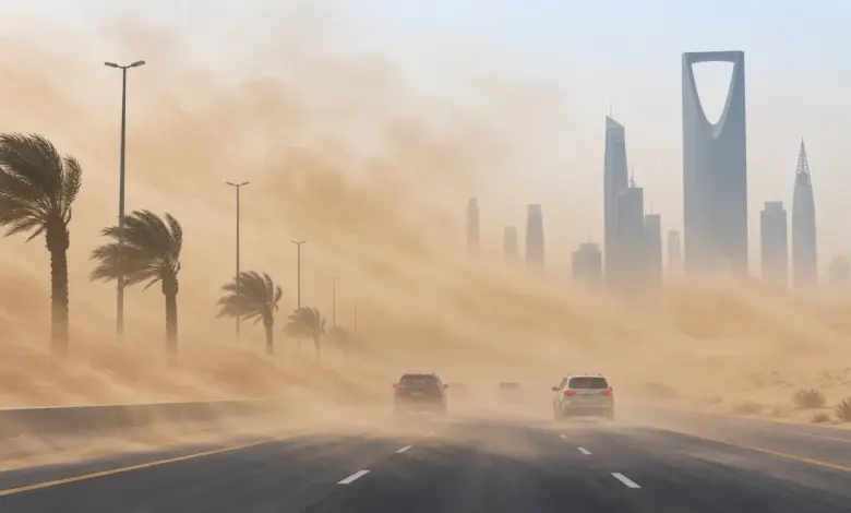 أتربة مثارة ورياح شديدة تضرب أجزاء من الرياض