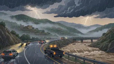 أمطار رعدية غزيرة وجريان سيول على عدة مناطق اليوم