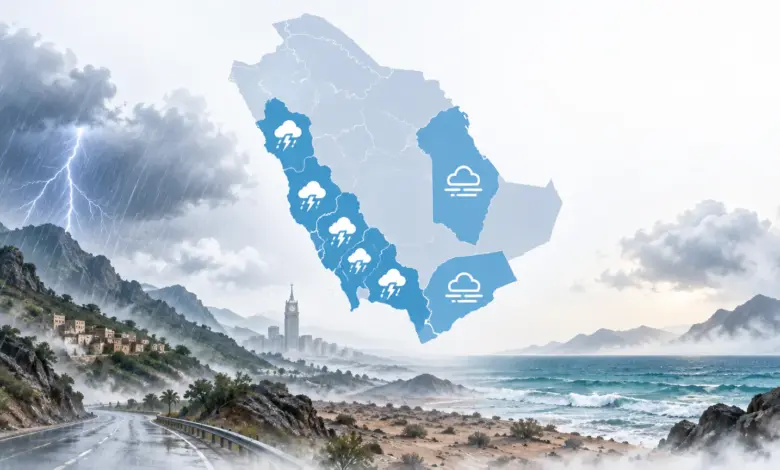 أمطار رعدية غزيرة وسيول متوقعة اليوم في عدة مناطق سعودية مع رياح نشطة وضباب