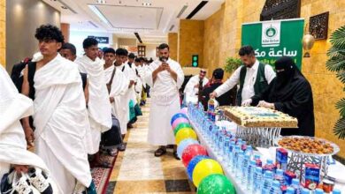 استقبال مهيب لبعثة أكاديمية الحافرة الرياضية لدى وصولها مقر إقامتها في مكة المكرمة