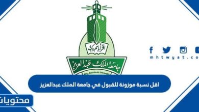 اقل نسبة موزونة للقبول في جامعة الملك عبدالعزيز 1445