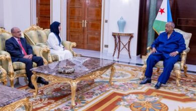 الرئيس الجيبوتي يستقبل وزيرة الخارجية ويجدد دعم بلاده لوحدة اليمن وسيادته وسلامة أراضيه