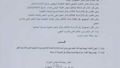 الزنداني يختار أنيسة عبدالله لقيادة إحصاء التعليم الفني بقرار حكومي جديد
