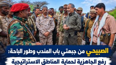 الصبيحي من جبهتي باب المندب وطور الباحة: رفع الجاهزية لحماية المناطق الاستراتيجية.