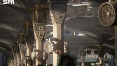 مراوح رذاذ الماء في ساحات المسجد النبوي