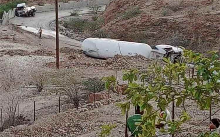انقلاب مقطورة غاز في عقبة النقبة بشبوة