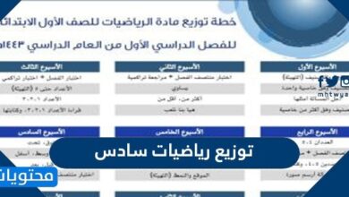 توزيع رياضيات سادس