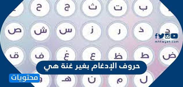 حروف الإدغام بغير غنة هي