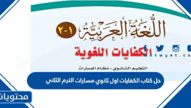 حل كتاب الكفايات اول ثانوي مسارات الترم الثاني