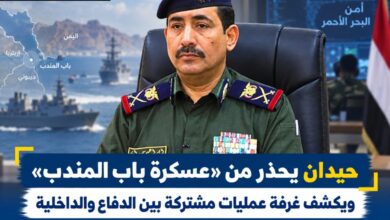 حيدان يحذر من «عسكرة باب المندب» ويكشف غرفة عمليات مشتركة بين الدفاع والداخلية.