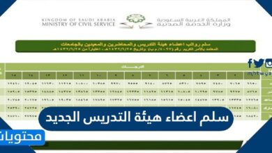 سلم اعضاء هيئة التدريس الجديد