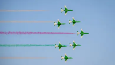 سماء ملهم تتزيّن بالأخضر.. اليوم الأول من احتفالات اليوم الوطني يجمع المقاتلات والمروحيات والناقلات الوطنية فوق الرياض