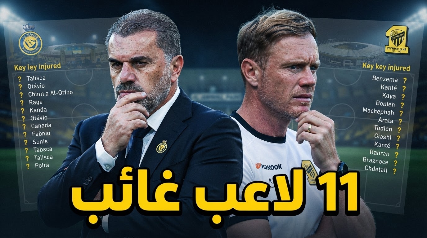 غيابات النصر والاتحاد قبل الكلاسيكو .. 11 لاعبًا في القائمة