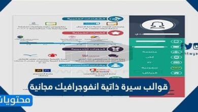 قوالب سيرة ذاتية انفوجرافيك مجانية .. سي في انفوجرافيك عربي وانجليزي