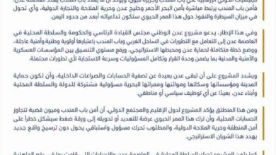 «مشروع عدن الوطني» يحذر من تداعيات السيطرة على باب المندب وميون: أمن عدن يبدأ من أمن الممر الاستراتيجي