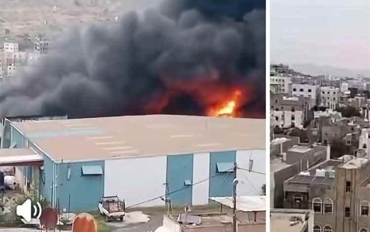 نائب مدير الشؤون الاجتماعية بتعز يتفقد أضرار حريق الشركة المتحدة للإسفنج